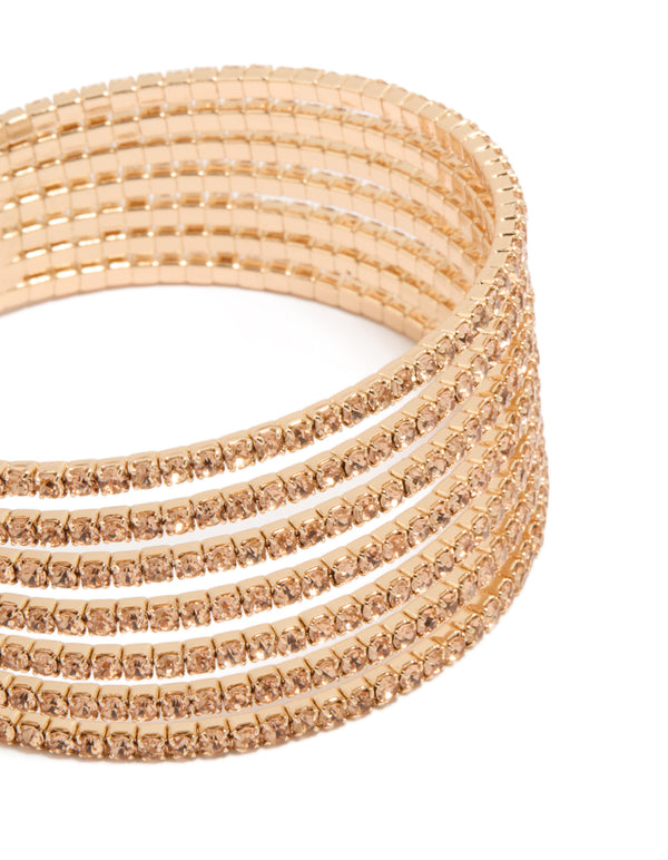 Gold Diamante Layered Wrist Cuff