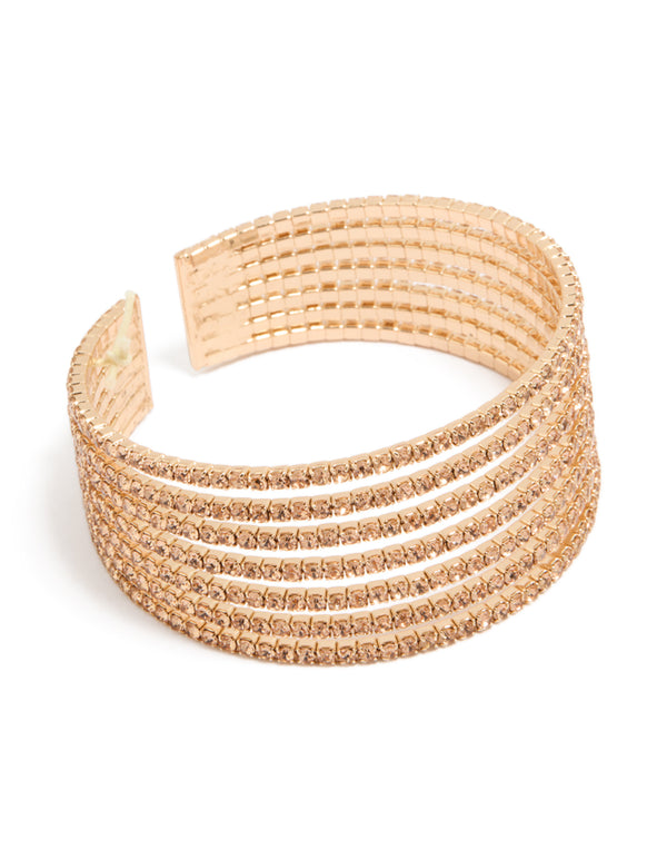 Gold Diamante Layered Wrist Cuff