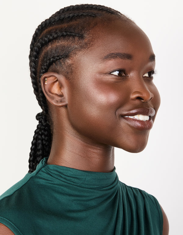 Gold Plated Surgical Steel Pink & Green Cubic Zirconia Circle Drop Single Flat Back Stud