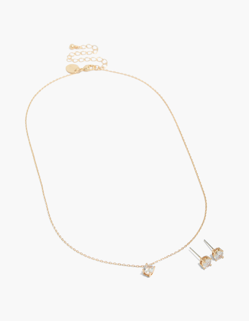 Gold Cubic Zirconia Earrings & Necklace Set