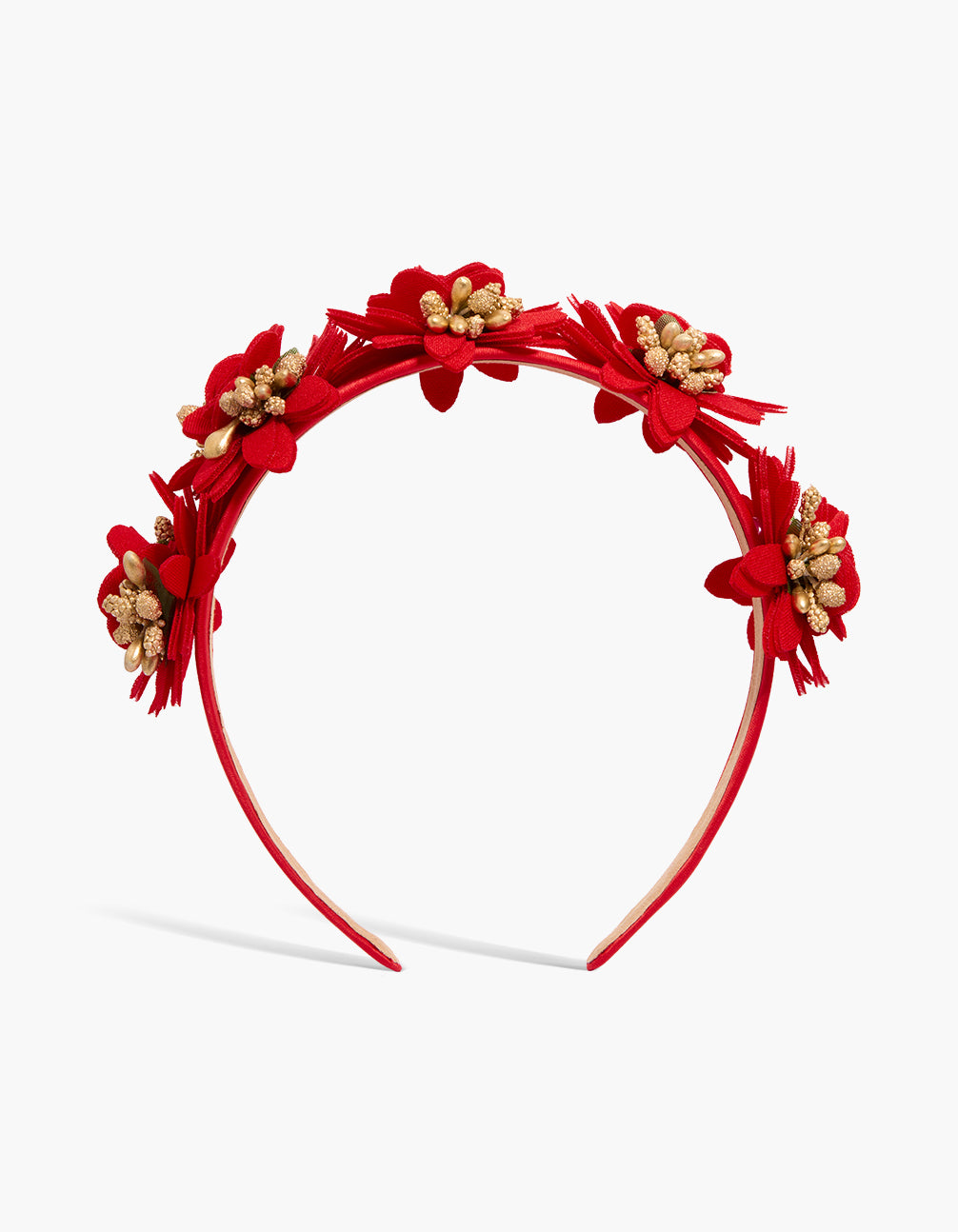 Red Fabric Poinsettia Floral Headband