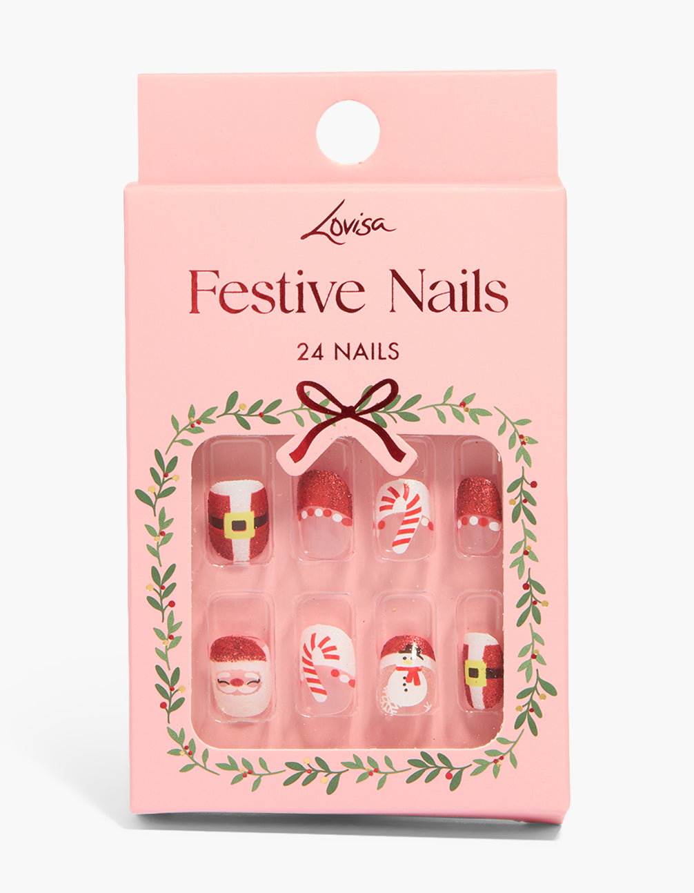 Santa Candy Cane Press On Nail Set