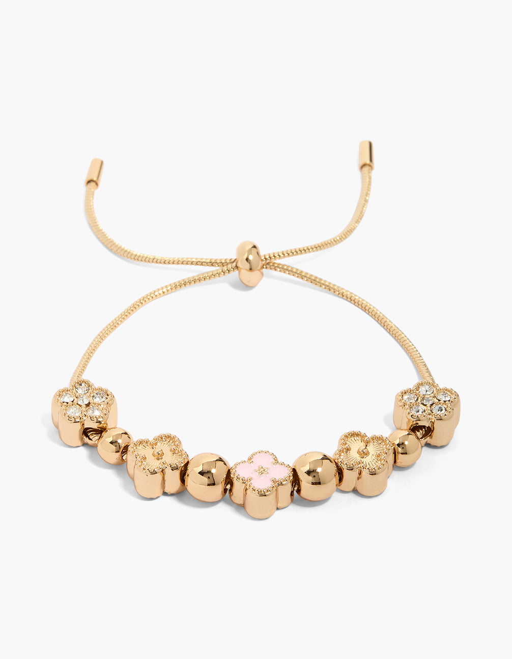 Gold Enamel Flowers Toggle Bracelet