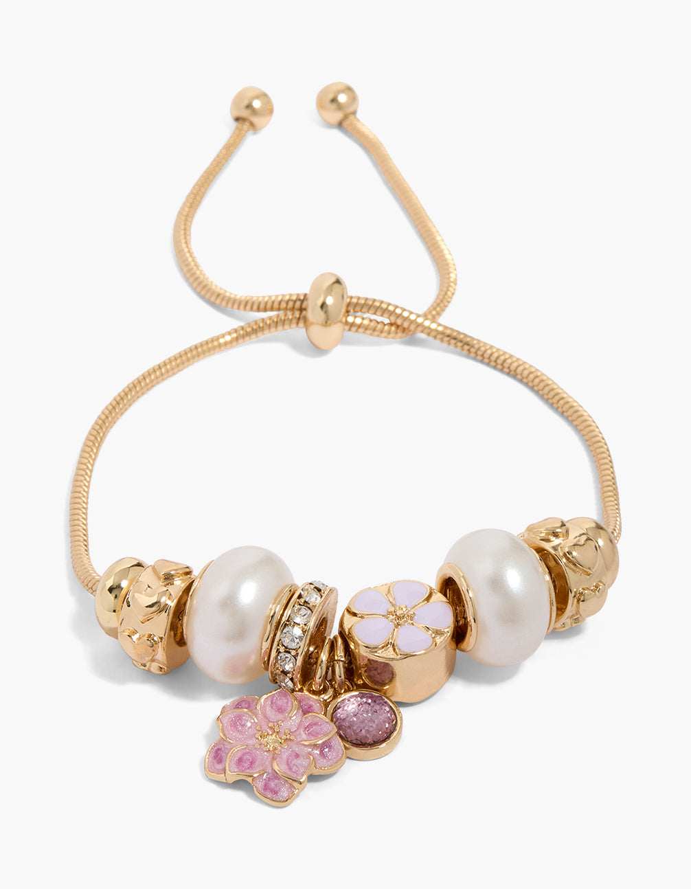 Gold Flower Charms Toggle Bracelet