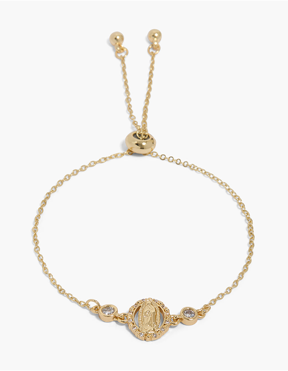 Gold Plated Dainty Cubic Zirconia Mary Toggle Bracelet