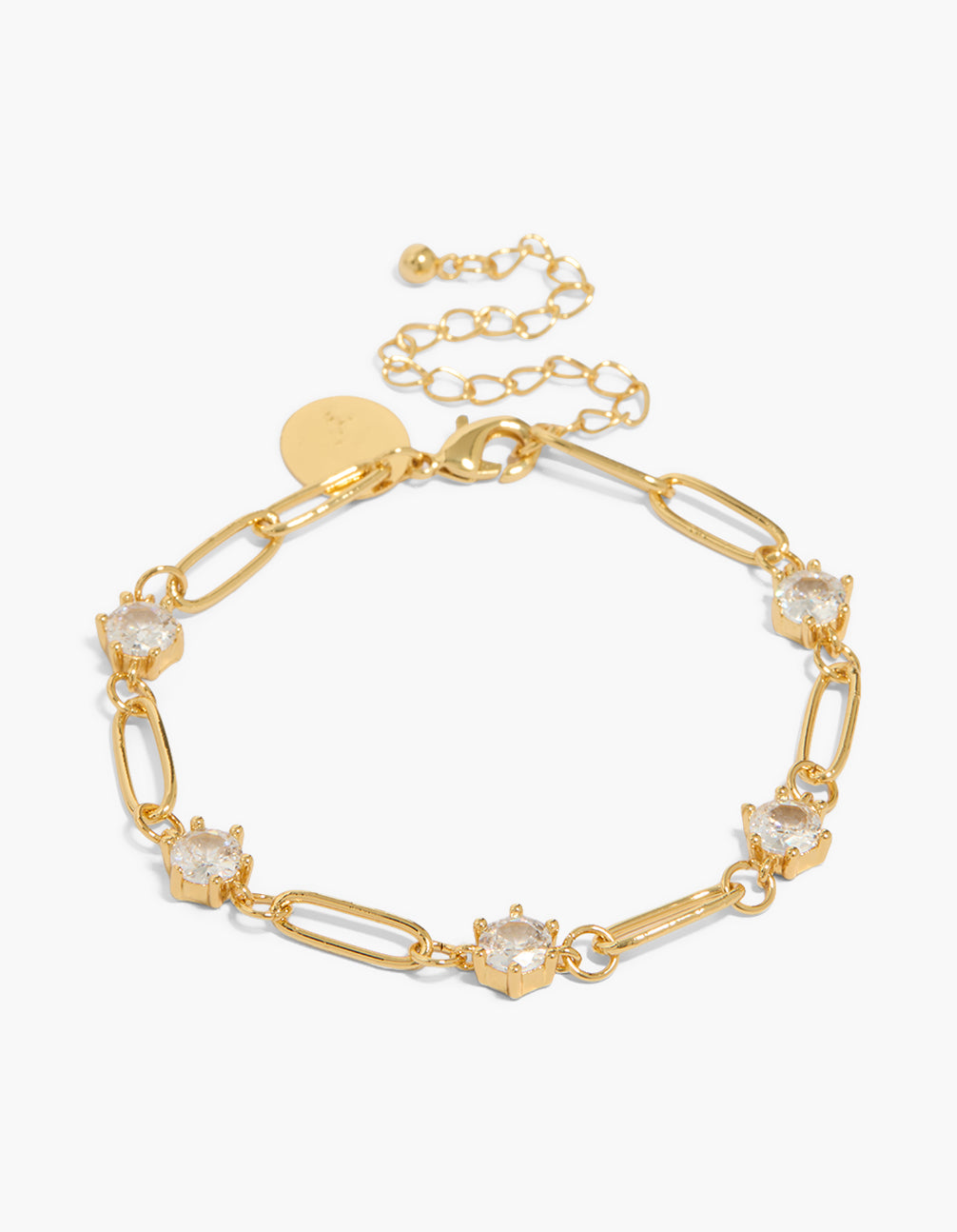 Gold Plated Cubic Zirconias Large Chain Bracelet