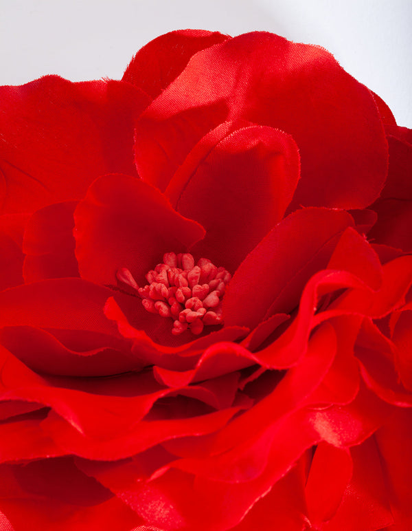 Large Red Trio Rose Flower Corsage Clip
