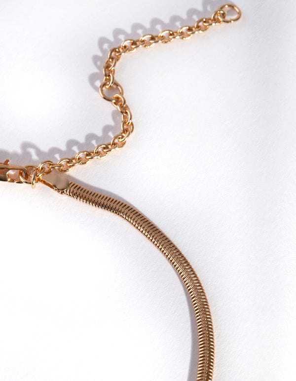 Real Gold Plated 35cm Flat Snake Necklace