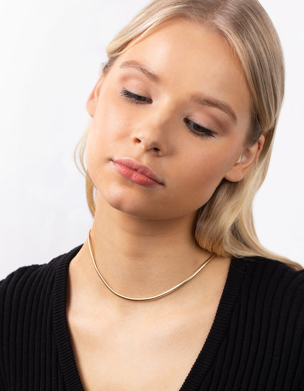 Real Gold Plated 35cm Flat Snake Necklace