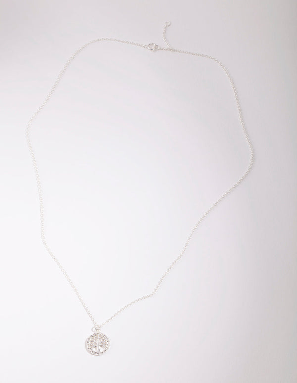 Sterling Silver Cubic Zirconia Tree Of Life Necklace