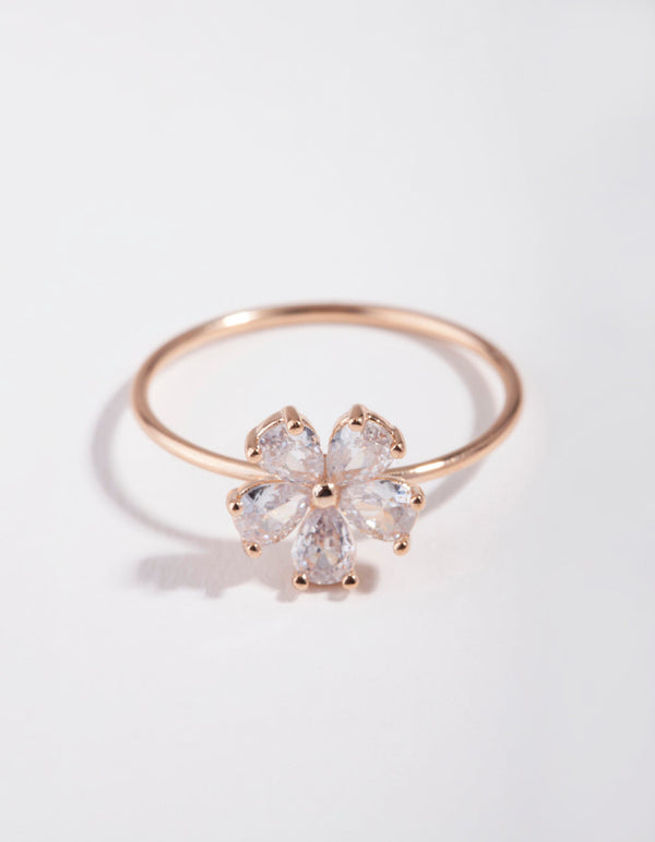 Rose Gold Cubic Zirconia Daisy Ring