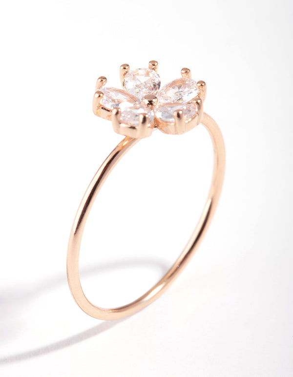 Rose Gold Cubic Zirconia Daisy Ring