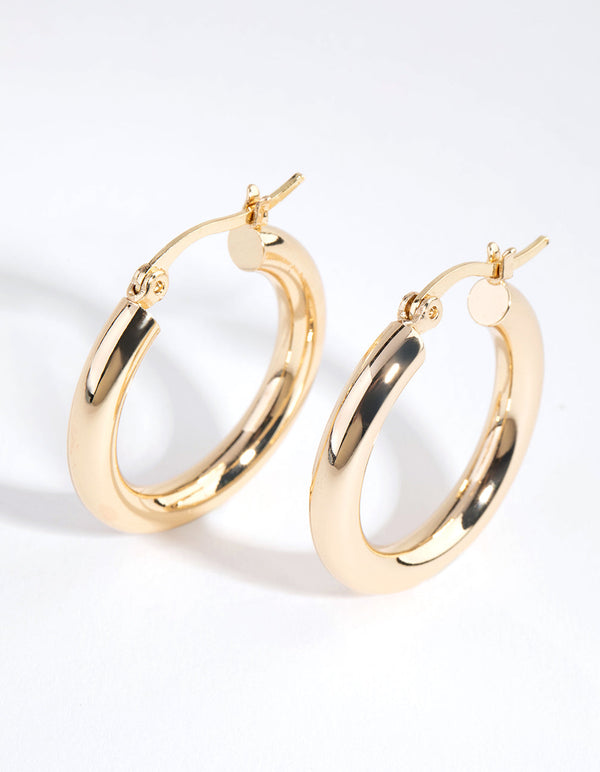 Gold Plated Medium Hoop Earrings