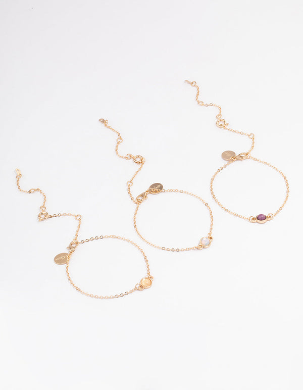 Gold Stone Bracelet & Anklet Set