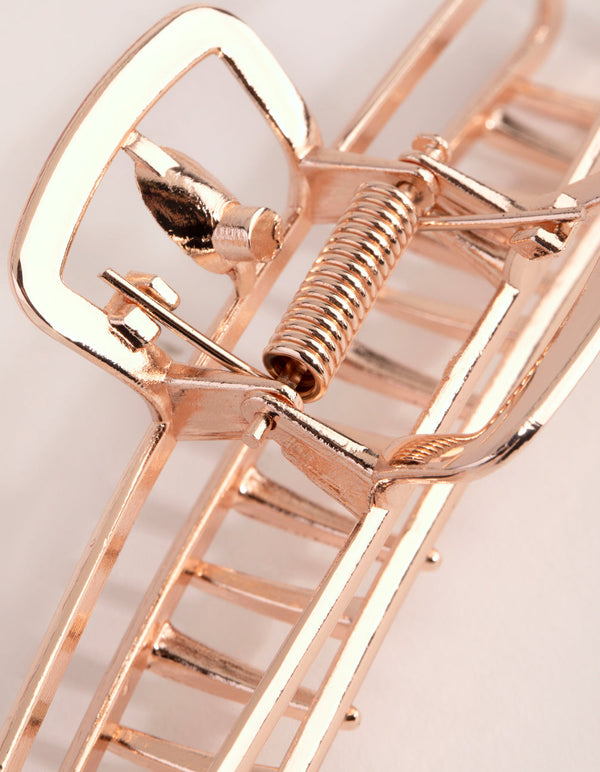 Rose Gold Metal Rectangle Curve Claw