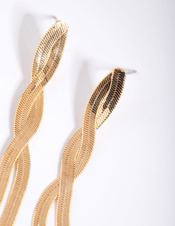 Gold Plated Snake Chain Drop Earrings