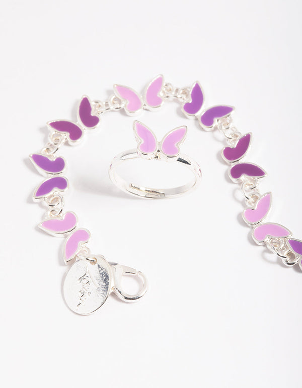 Kids Butterfly Bracelet & Ring Set