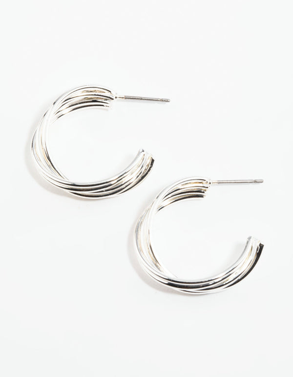 Silver Twisted Hoop Earrings
