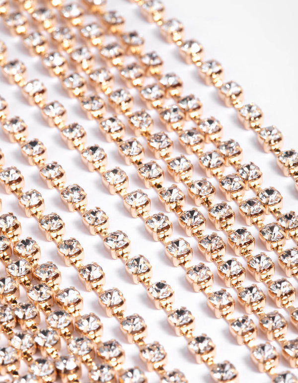 Gold Diamante Waterfall Ponytail Clip