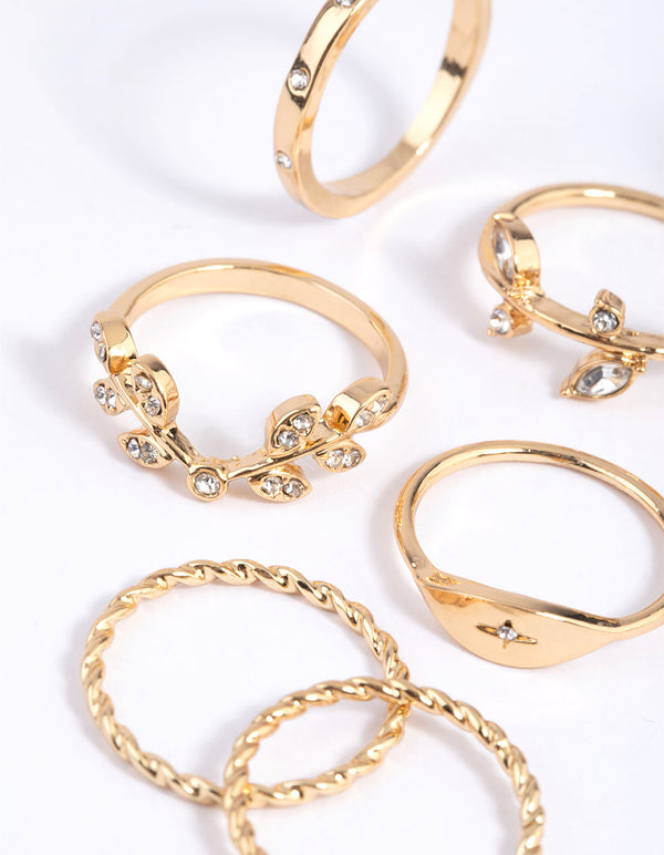 Gold Leaves Ring 8-Pack