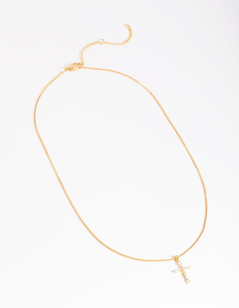 Gold Plated Cubic Zirconia Cross Chain Necklace