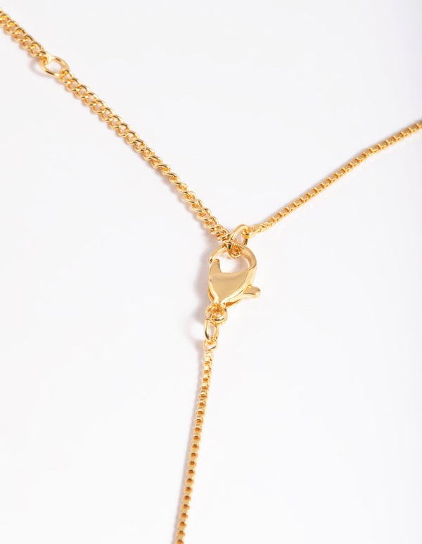 Gold Plated Cubic Zirconia Cross Chain Necklace