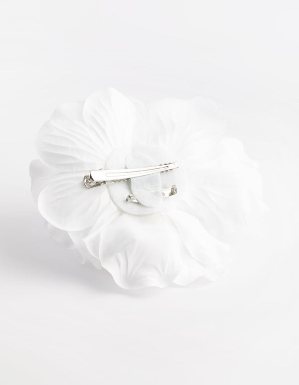 White Trio Rose Large Corsage Clip