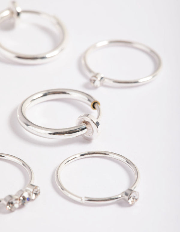 Silver Diamante Row Ring