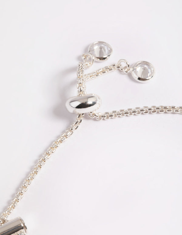 Cubic Zirconia Triple Row Cupchain Toggle Tennis Bracelet