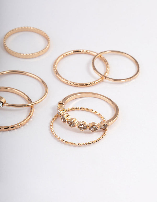 Gold Dainty Flower Ring Pack