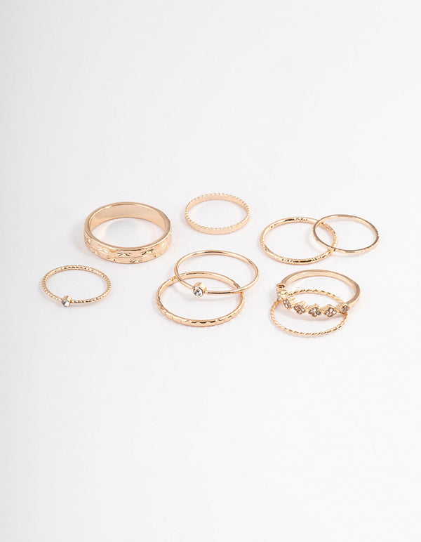 Gold Dainty Flower Ring Pack