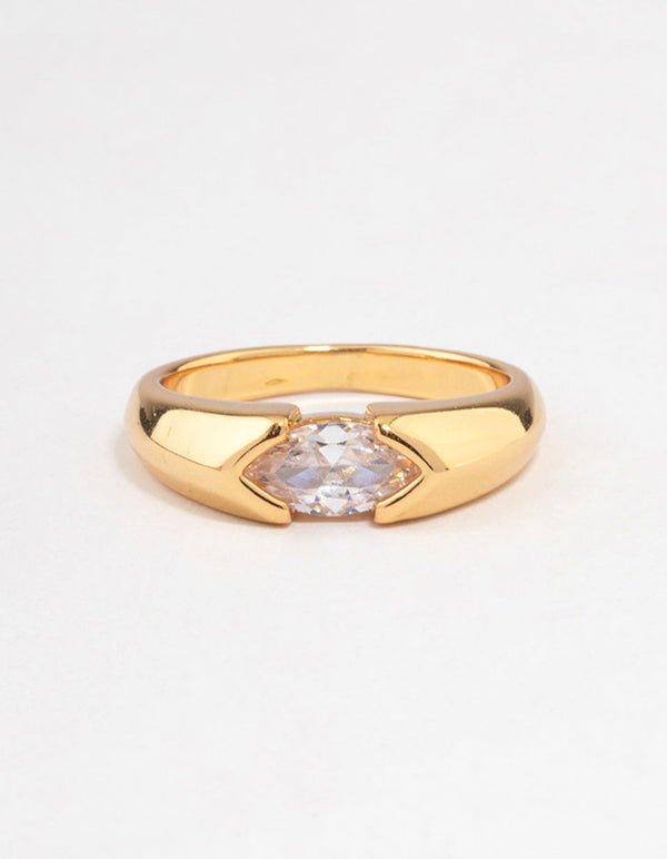 Gold Plated Statement Marquise Ring
