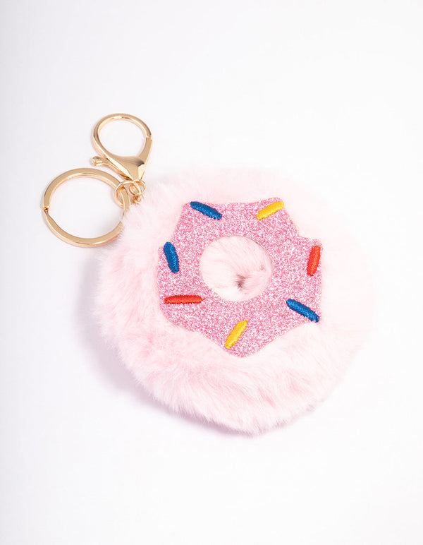 Kids Pink Fabric Donut Key Ring