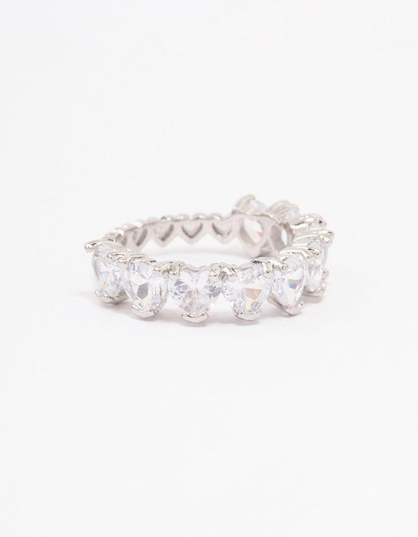 Rhodium Round Halo Cubic Zirconia Band Ring