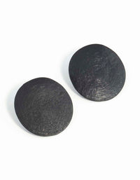 Black Round Textured Earrings - link has visual effect only