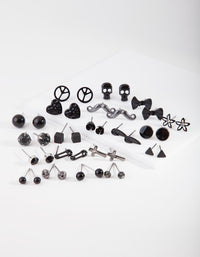 Black Mismatch Bowtie Earring 20-Pack - link has visual effect only