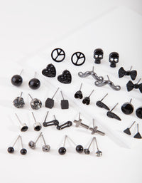 Black Mismatch Bowtie Earring 20-Pack - link has visual effect only