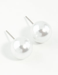 Silver Round Pearl Stud Earrings - link has visual effect only