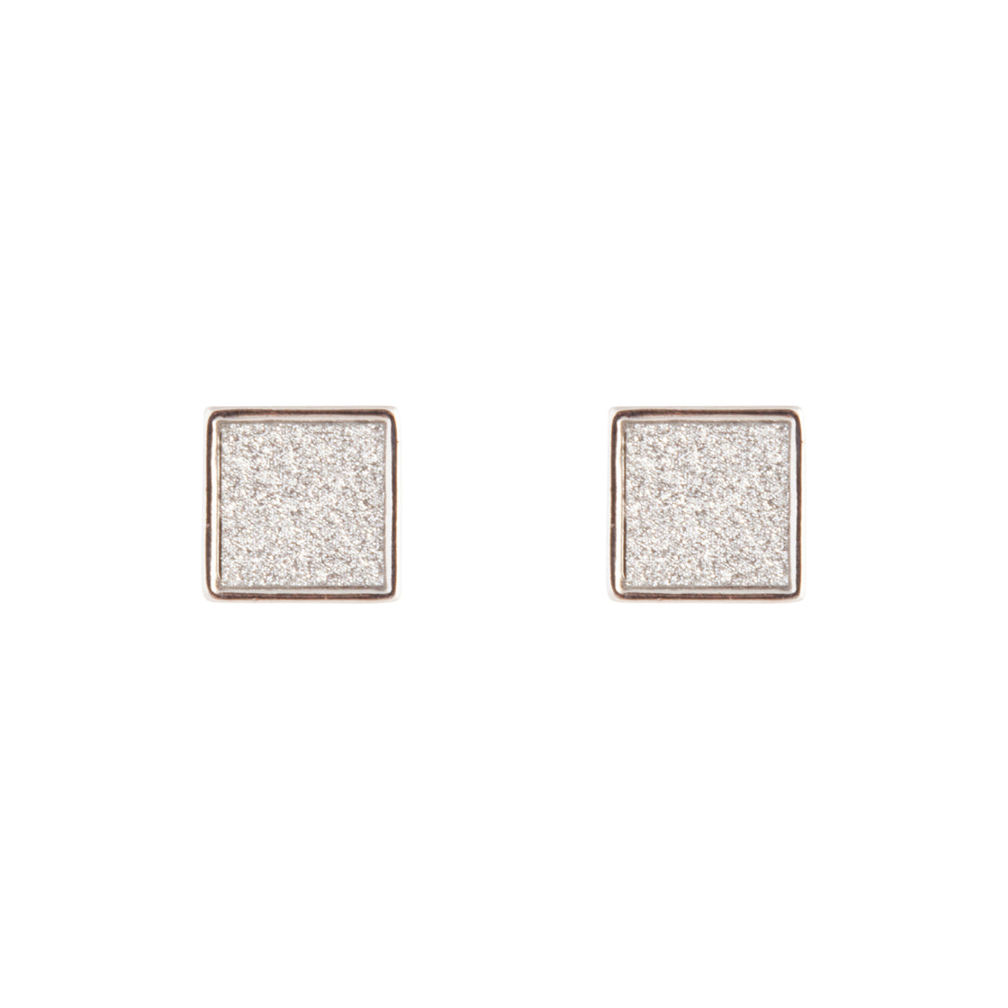 Silver Glitter Inlay Square Earrings