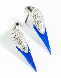 Mini Bird Blue Feather Stud Earrings - link has visual effect only