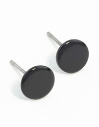 Flat Black Disc Stud Earrings - link has visual effect only