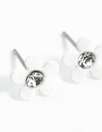 White Coated Mini 70s Dia Flower Stud Earrings - link has visual effect only