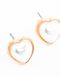 Gold Mini Pearl Heart Stud Earrings - link has visual effect only