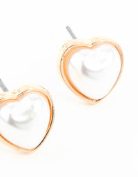 Gold Mini Pearl Heart Stud Earrings - link has visual effect only