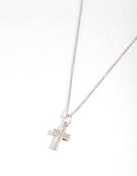 Sterling Silver Cubic Zirconia Pavé Cross Necklace - link has visual effect only