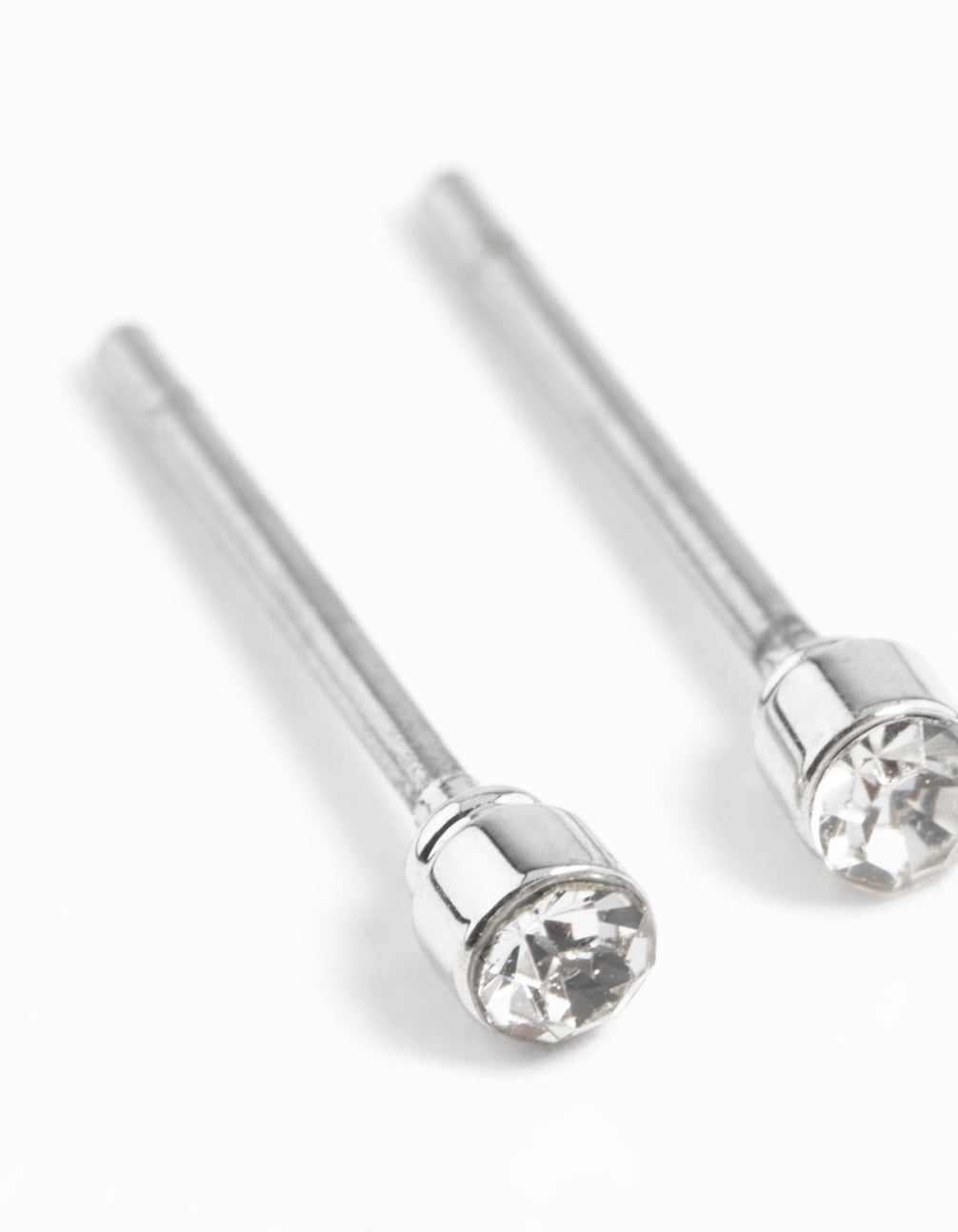 Silver Tiny Diamante Stud Earrings