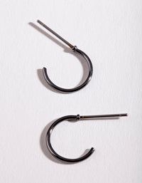 Gunmetal Mini Hoop Earrings - link has visual effect only
