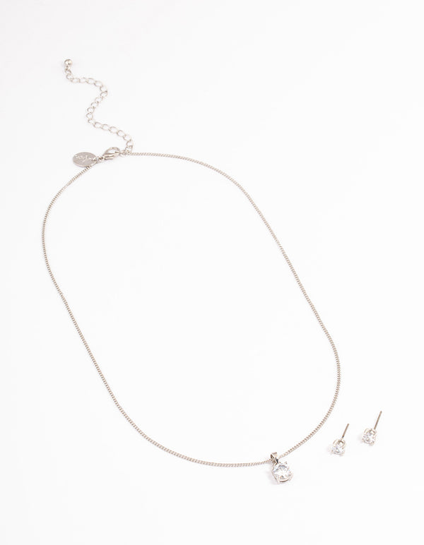 Silver Earrings & Necklace Gift Box