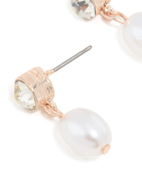 Rose Gold Pearl Drop Stone Stud Earrings - link has visual effect only