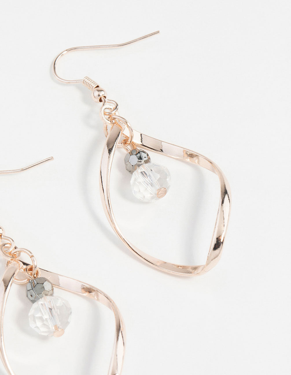 Rose Gold Twist Bead Drop Earrings
